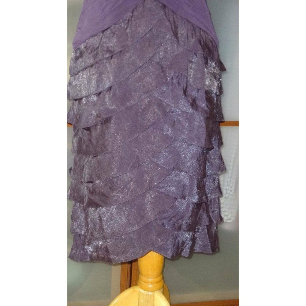 Adrianna Papell Purple Jersey Taffeta Shutter Pleat Dress 8 NEW - Picture 7 of 10